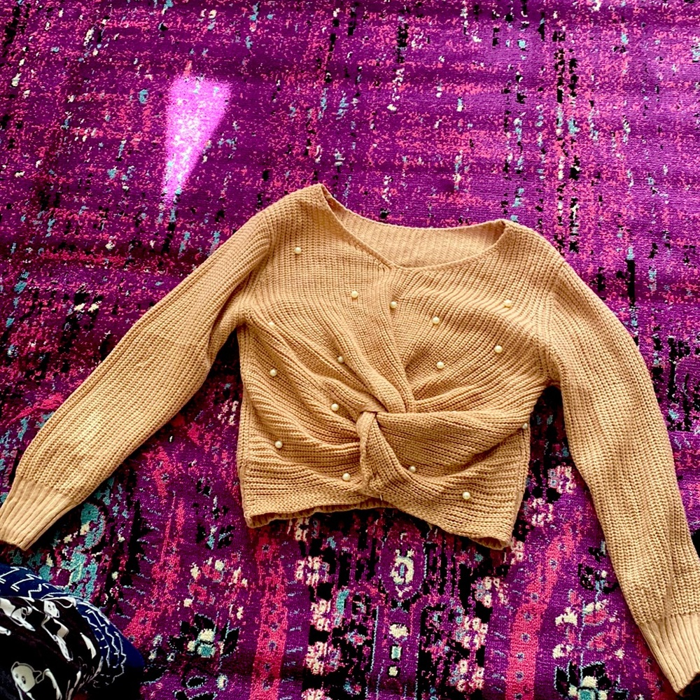 Nude beaded sweater